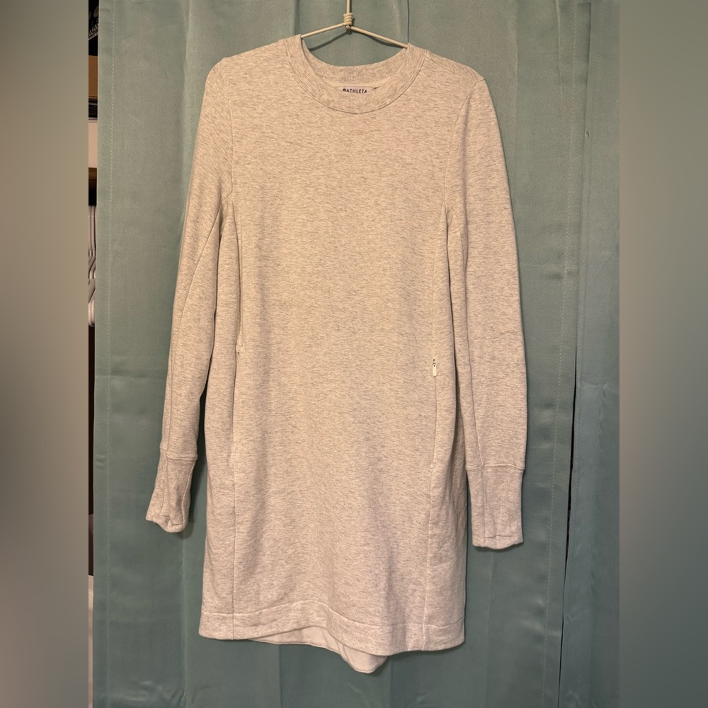 Athleta Nirvana Luxe Sweatshirt Dress Heather Gray SP